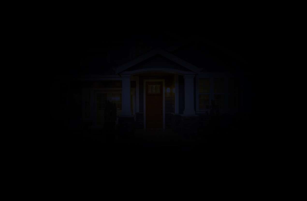Front of a house at night from the perspective of someone with retinitis pigmentosa. Fifth of five stages